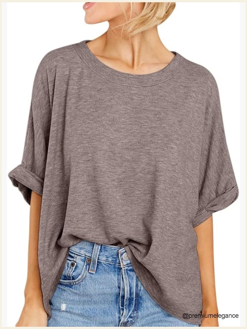 Oversized Crew Neck T-Shirt Loose Fit Short Sleeve Tunic Top